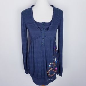 Desigual Long Sleeve Embellished Sequin Shirt